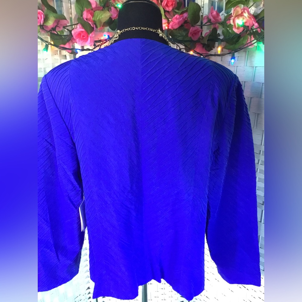 Vtg Sully Bonnelly Blue & Black Silk Dress Jacket Vintage Blazer 18 W 18W New - Picture 8 of 14